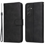 SKALO Samsung A55 5G PU Leather Wallet Case - Multiple Colors Black - Front View