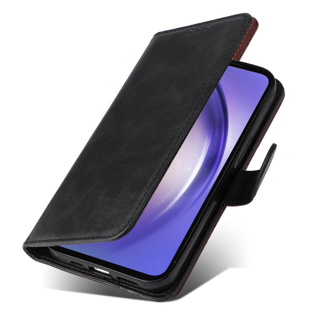 SKALO Samsung A55 5G PU Leather Wallet Case - Multiple Colors Black