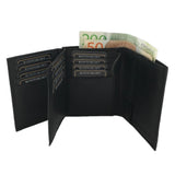 Spacious men's leather wallet with 12 card slots - Black - Front View