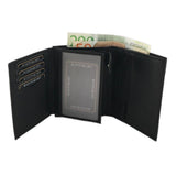 Spacious men's leather wallet with 12 card slots - Black
