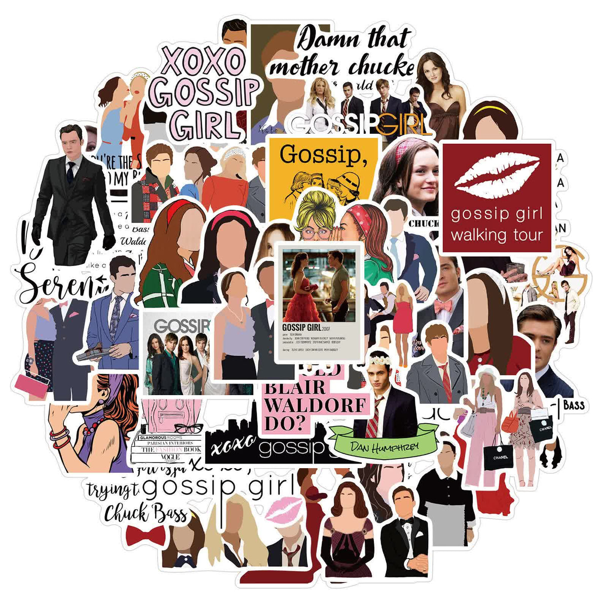 50pcs Gossip Girl Blair Serena Chuck Dan TV Quotes Scrapbook Graffiti Stickers