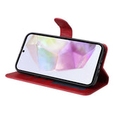 PU Leather Wallet Case Compatible with Samsung A56 5G - More Colors Available Red Red - Top-Down View