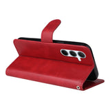PU Leather Wallet Case Compatible with Samsung A56 5G - More Colors Available Red Red - 45-Degree Angle