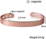PIAO Copper Magnetic Bracelet for Men and Women, Relieves Arthritis, Carpal Tunnel Syndrome and Joint Pain. Copper Magnetic Bracelet for Men and Women 8pcs Magnets - Front View