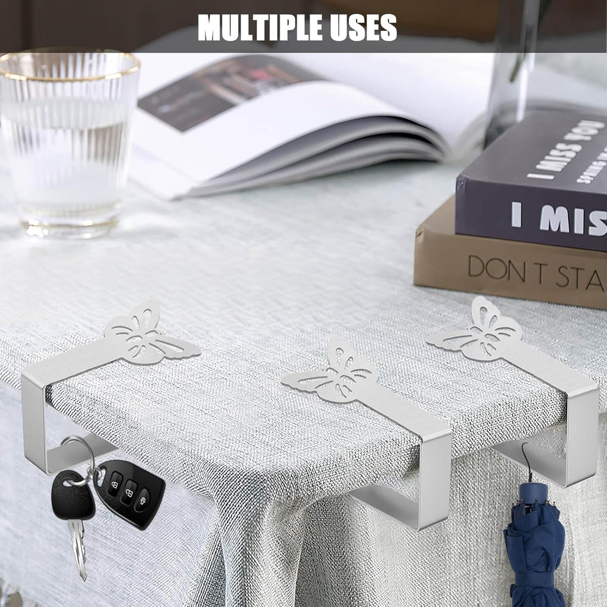 10-pack Tablecloth Clips for Thick Outdoor Tables, Butterfly Tablecloth Clip for Indoor Picnic Tables, Heavy Duty Stainless Steel Clip for Party W