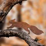 Tree Squirrel - Metal Garden Decoration - 30 cm - Natural Rust Patina - Front View