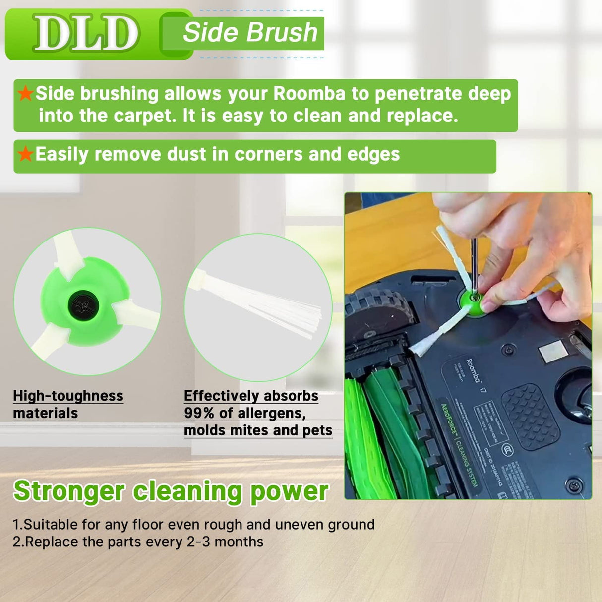 Replacement Parts for iRobot Roomba E, I and J Series - Includes Multi-Surface Rubber Brush & High Performance Filter 1+1