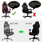 [QD] Gaming chair cover, with armrests, black stretchy chair cover, washable, for gaming chair, computer chair, swivel chair - Side View