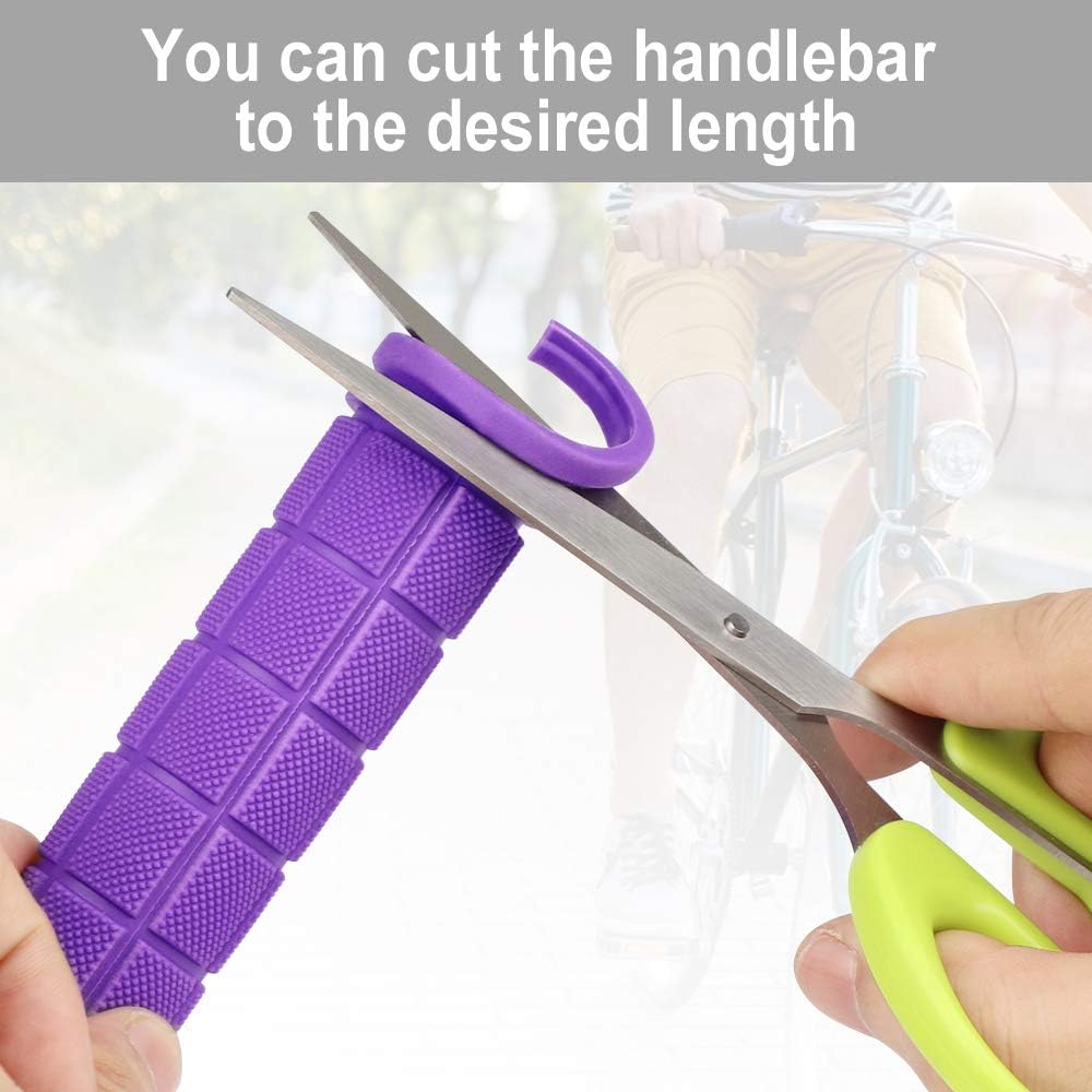pair of ergonomic bicycle handles in non-slip soft rubber, Purple