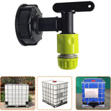 1000L Plastic Tank Faucet with Garden Hose Connector, IBC Tank Faucet Adapter, 3/4 Inch Thread Connection for Rainwater Collector, Fuel Tank - Side View