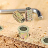 230 Pieces Zinc Alloy Hexagonal Threaded Insert Nuts, Threaded Insert Nuts, External Thread Nuts M4 M5 M6 M8 for Nut Tool Kit - 45-Degree Angle