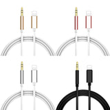 For iPhone Aux Cord Car Aux Cable Apple to 3.5mm Aux Cable - 1m Silver 1m - Top-Down View