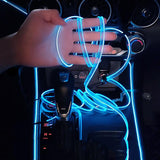 Car LED Interior Strip Light 3m USB Neon Wire Lamps Glowing Ambient Lighting Car Decorations Interior Red - Front View