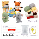 4-Piece DIY Crochet Kit for Animals with Hand Knitting Yarn, Needles, Plush Doll, Easy for Beginners, Includes Enough Yarn and Hook Accessories - Front View