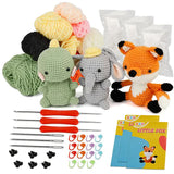 4-Piece DIY Crochet Kit for Animals with Hand Knitting Yarn, Needles, Plush Doll, Easy for Beginners, Includes Enough Yarn and Hook Accessories - 45-Degree Angle