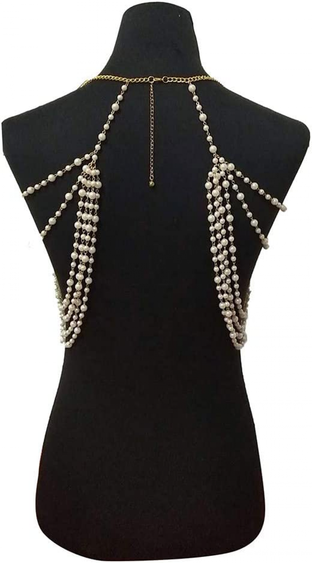 Sexy Body Chain, Multi-layer Pearl Necklace for Back, Waist, Beach Bikini, Fashion, Backless Dress, Strap, Bridal Jewelry (Gold)