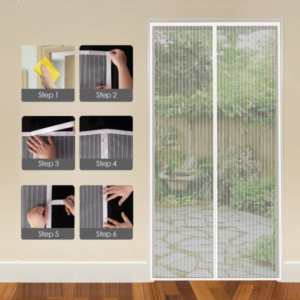 MYCARBON Mosquito Net Door Magnetic Fly Screen Anti-mosquito Net Door (White) 80X200CM
