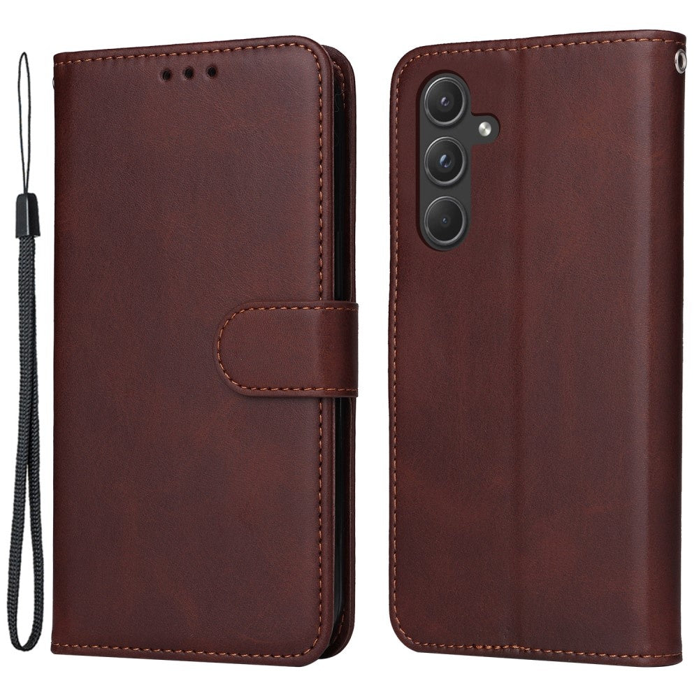 SKALO Samsung A55 5G PU Leather Wallet Case - Multiple Colors Brown Brown Brown