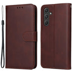 SKALO Samsung A55 5G PU Leather Wallet Case - Multiple Colors Brown Brown Brown