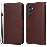 SKALO Samsung A55 5G PU Leather Wallet Case - Multiple Colors Brown Brown Brown - Front View
