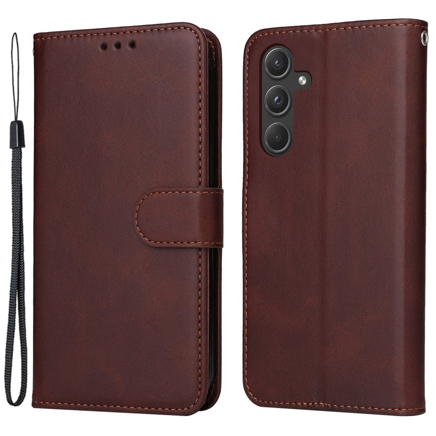 SKALO Samsung A55 5G PU Leather Wallet Case - Multiple Colors Brown Brown Brown