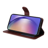 SKALO Samsung A55 5G PU Leather Wallet Case - Multiple Colors Brown Brown Brown - Top-Down View