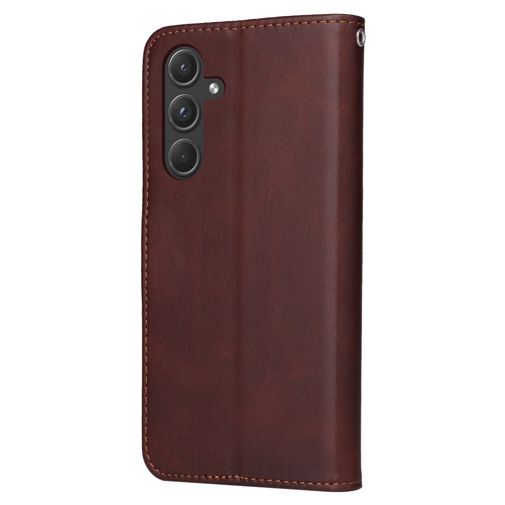 SKALO Samsung A55 5G PU Leather Wallet Case - Multiple Colors Brown Brown Brown