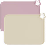 Moonkie Silicone Baby Placemat, 2-Pack | Non-Slip Design, BPA-Free | Washable Placemats for Kids (Light Mauve/Skin Tones) Light Mauve/Skin Tones