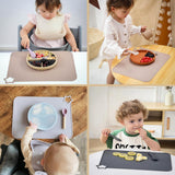 Moonkie Silicone Baby Placemat, 2-Pack | Non-Slip Design, BPA-Free | Washable Placemats for Kids (Light Mauve/Skin Tones) Light Mauve/Skin Tones