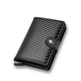 Carbon Fiber Credit Card Holder Wallet Men RFID Smart Metal Thin Slim Pop Up Minimalist Wallet Small Black Wallet Metal Vallet Carbon Black
