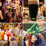 60 pcs glass markers, silicone glass marker drinking glass colorful wine glass markers reusable wine glass markers wine marker - Front View