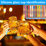 60 pcs glass markers, silicone glass marker drinking glass colorful wine glass markers reusable wine glass markers wine marker - Side View