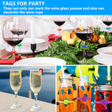 60 pcs glass markers, silicone glass marker drinking glass colorful wine glass markers reusable wine glass markers wine marker - Rear View