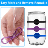 60 pcs glass markers, silicone glass marker drinking glass colorful wine glass markers reusable wine glass markers wine marker - Close-Up Angle