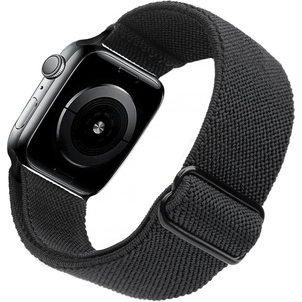 Stretchy Watch Strap Compatible with Apple Watch Band 41mm 40mm 38mm Comfortable Adjustable Sports Band for Women Men - Black_max