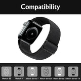 Stretchy Watch Strap Compatible with Apple Watch Band 41mm 40mm 38mm Comfortable Adjustable Sports Band for Women Men - Black_max - Front View