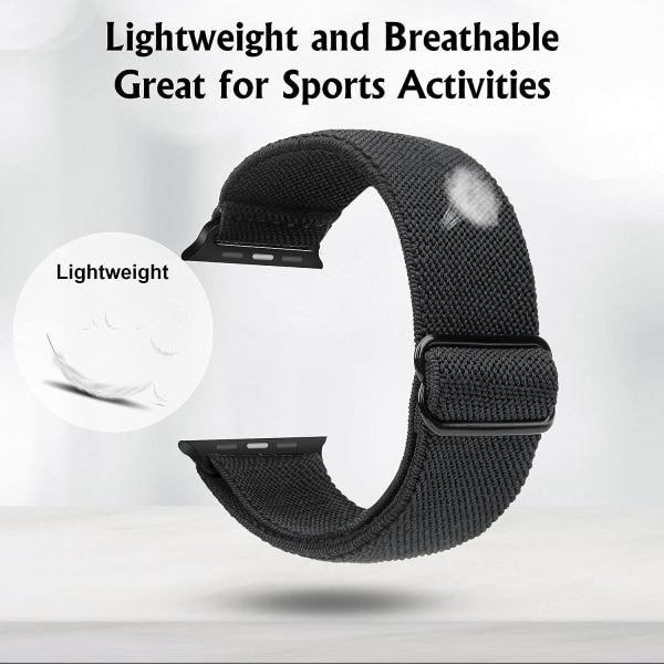 Stretchy Watch Strap Compatible with Apple Watch Band 41mm 40mm 38mm Comfortable Adjustable Sports Band for Women Men - Black_max
