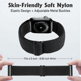 Stretchy Watch Strap Compatible with Apple Watch Band 41mm 40mm 38mm Comfortable Adjustable Sports Band for Women Men - Black_max - Top-Down View