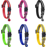 6X Adjustable Reflective Collars for Cats and Puppies with Bell and Safety Buckle, Cute Multicolor Pet Accessories