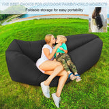 Inflatable Air Lounger with Carry Bag, Portable Inflatable Beach Lounger - Top-Down View