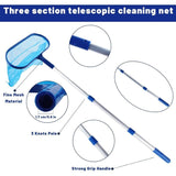 Pool Leaf Skimmer with Telescopic Handle, Fine Mesh Net, Pool Cleaning Tool - Side View