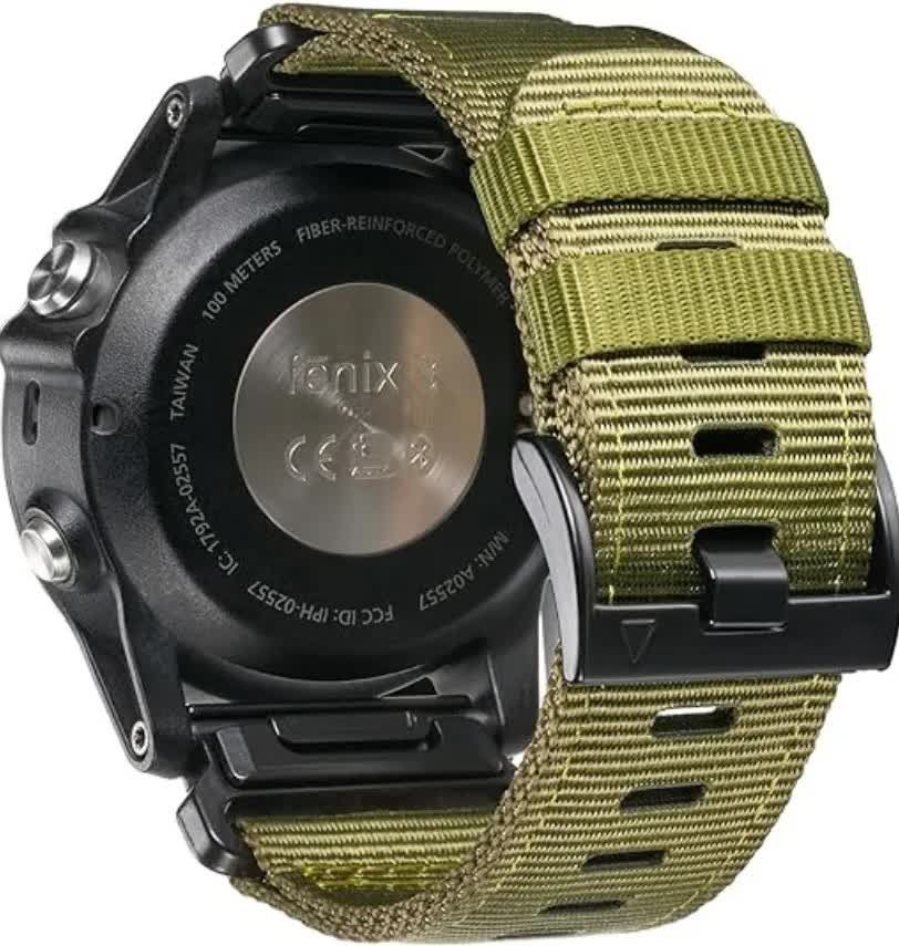 26mm Military Nylon Strap for GARMIN Fenix 7X Pro / 6X Soft Durable Replacement Strap Army Green Army green