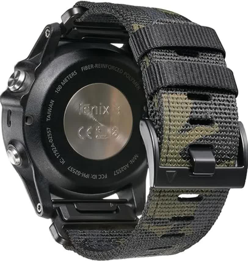 26mm Military Nylon Strap for GARMIN Fenix 7X Pro / 6X Soft Durable Replacement Strap Army Green Army green