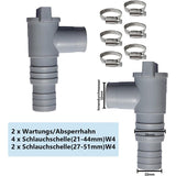 2-pack pool maintenance/shutoff valves with 32mm hose connection, pool shutoff valve, valve double split pool valve - Front View