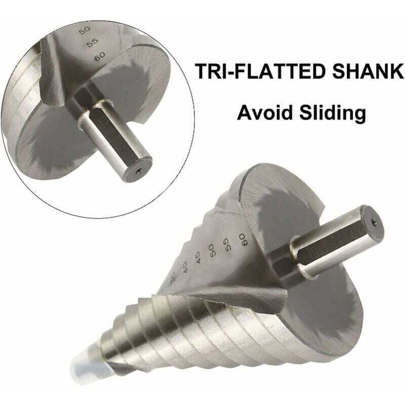 HSS Step Drill Ø 6-60mm - Spiral Large Cone Drill for Metal, Wood, Plastic