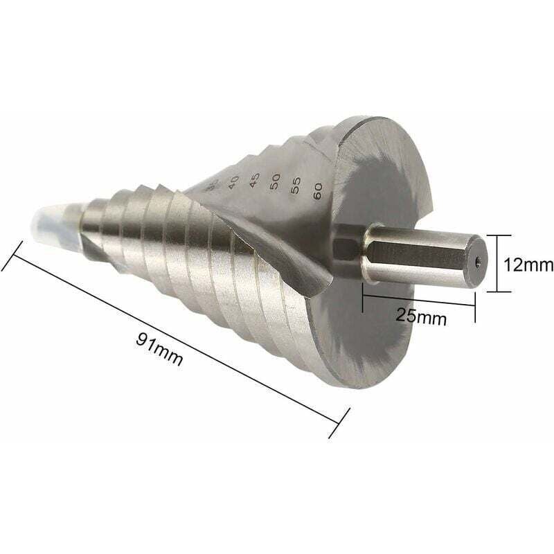 HSS Step Drill Ø 6-60mm - Spiral Large Cone Drill for Metal, Wood, Plastic