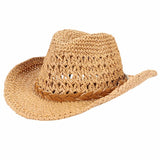 Straw Cowboy Hat Wide Brim Sun Hat Cowgirl Summer Panama