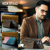 High-quality magnetic iPhone case with card pocket, magnetic split mobile phone case Combination-Coffee Combination-Coffee Combination-Coffee IP16 Pro - Top-Down View