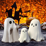 Ghost with Middle Finger, Resin Statue, Cheeky Halloween Ghost Figure, Funny Halloween Ghost Ornament, 2024 New Scary Ghost Sculpture - Side View