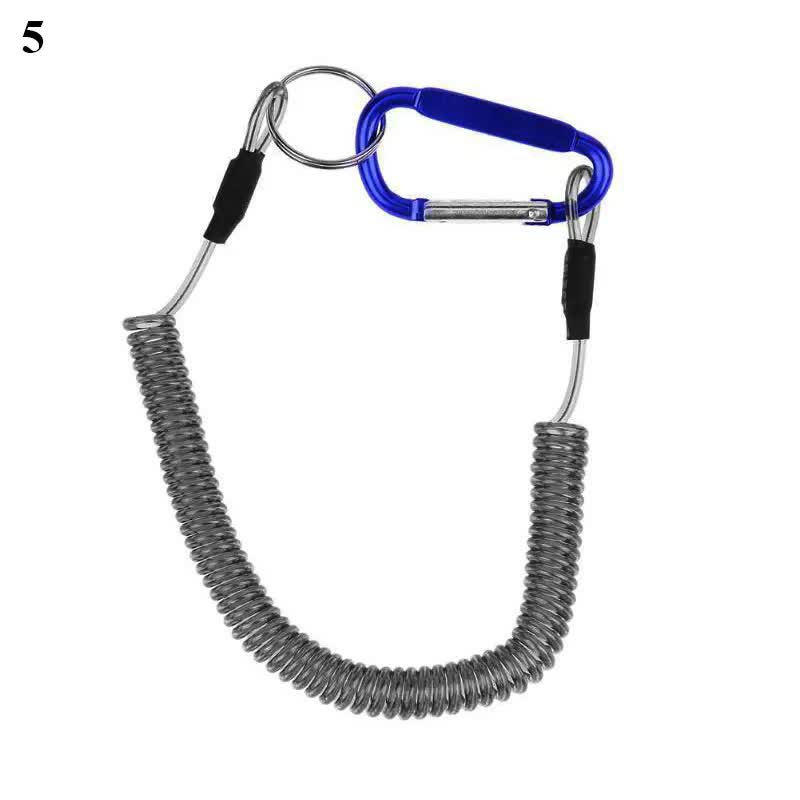 New Spiral Stretch Keychain Elastic Spring Rope Key Ring Metal Carabiner For Outdoor Anti-Lost Phone Spring Key Cord Lock Hook 5 1.2m